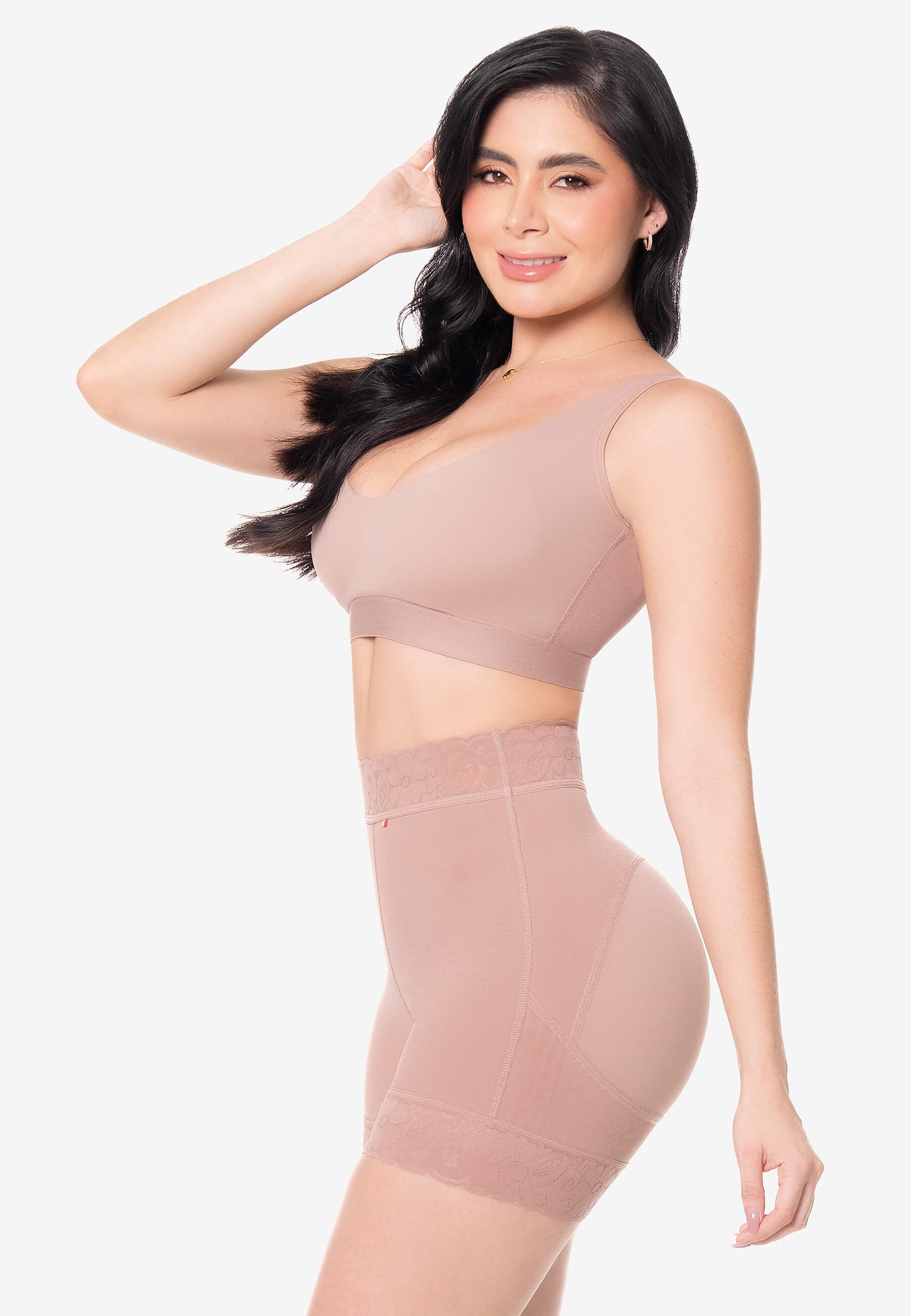 Curvia Short Vera cachetero costillero con realce Cocoa